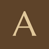 The site icon the live site publishes: a serif capital A on dark brown