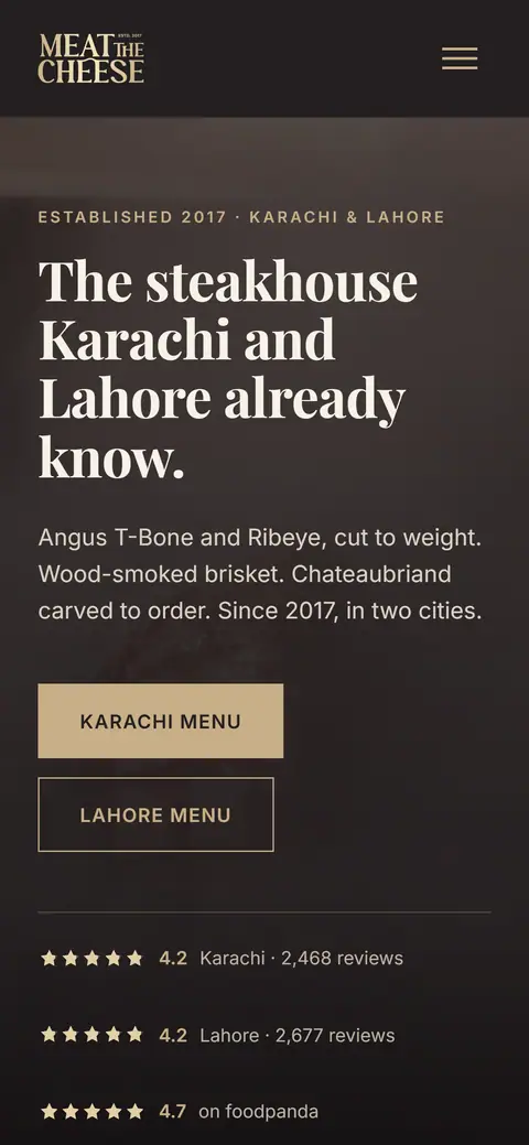 meatthecheese.pk on a phone
