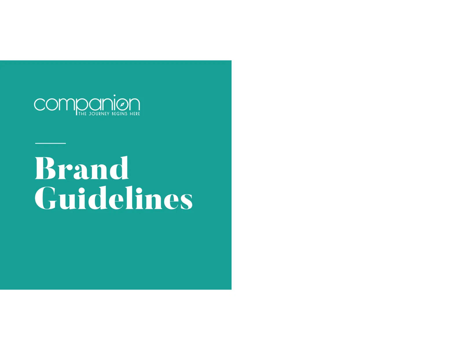 Companion brand guidelines cover: the companion wordmark and the words Brand Guidelines on teal