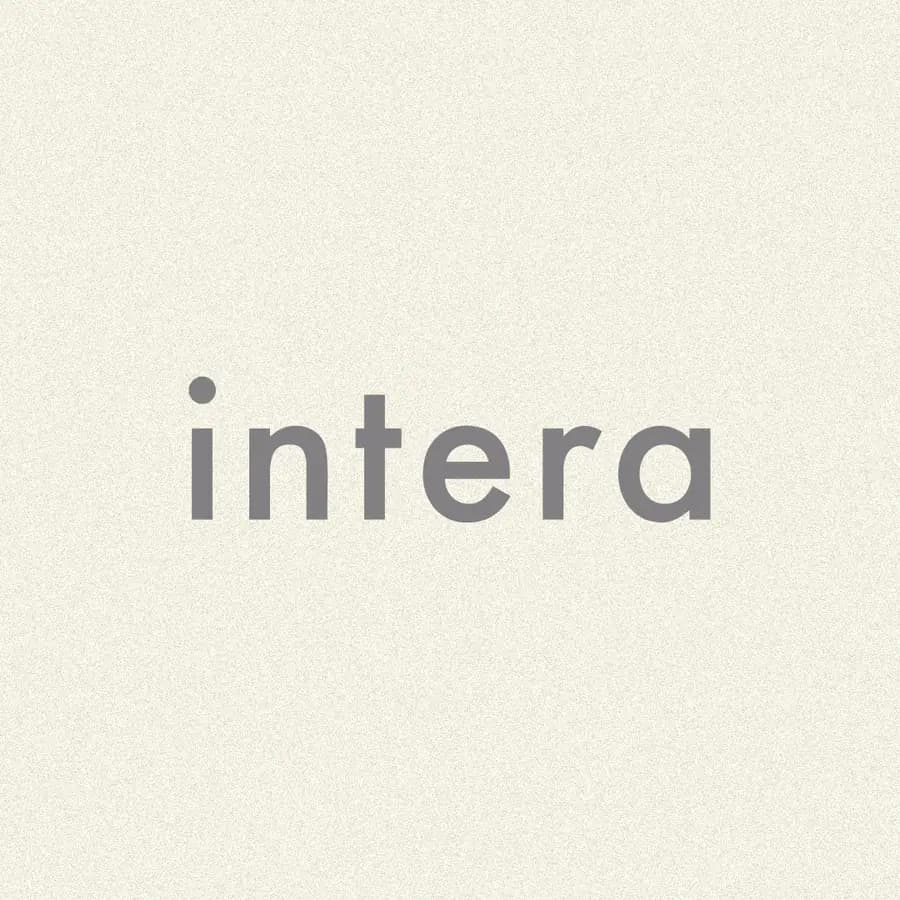 The intera wordmark in grey on warm off-white