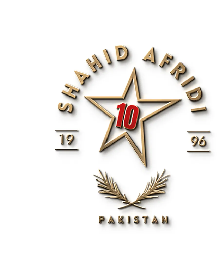 The Shahid Afridi Pakistan crest logo beside a black gift box