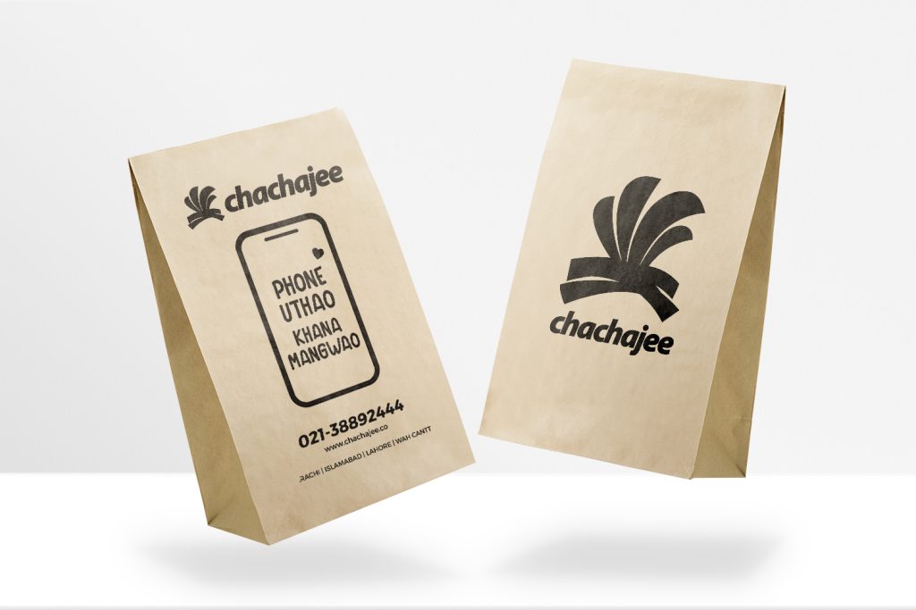 Paper bag packaging mockup psd for food company